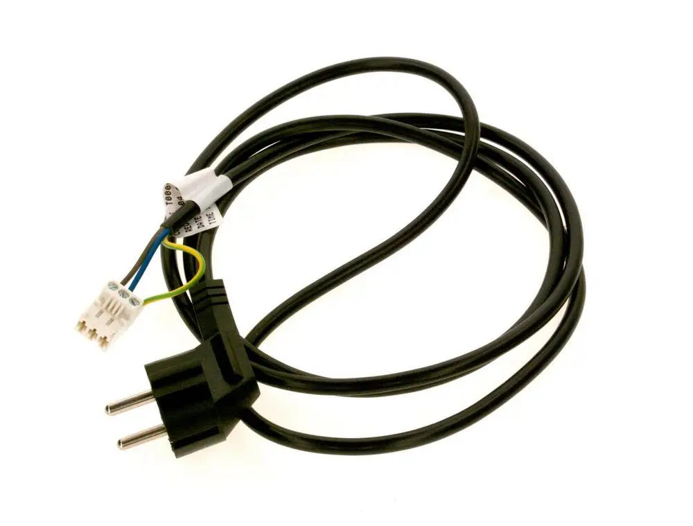 Netzkabel mit zwei Steckern für die Stromversorgung. Das Kabel hat einen zusätzlichen Anschluss mit mehreren Drähten. Geeignet für Bosch-Geräte.